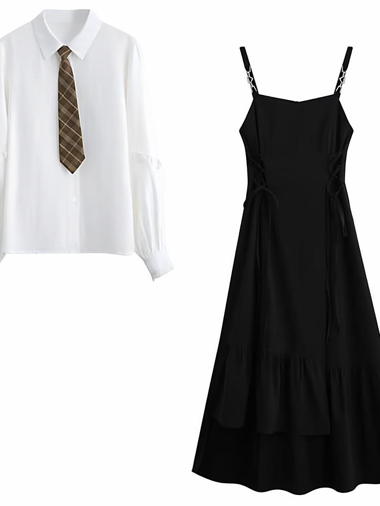 Korean Style A Line Shirt Dress - Ensemble uniforme JK de style coréen
