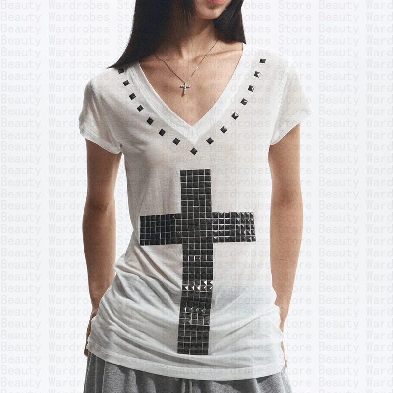 Y2K Graphic Baby Tee Crop - Rock Goth Unique haut Y2k haut