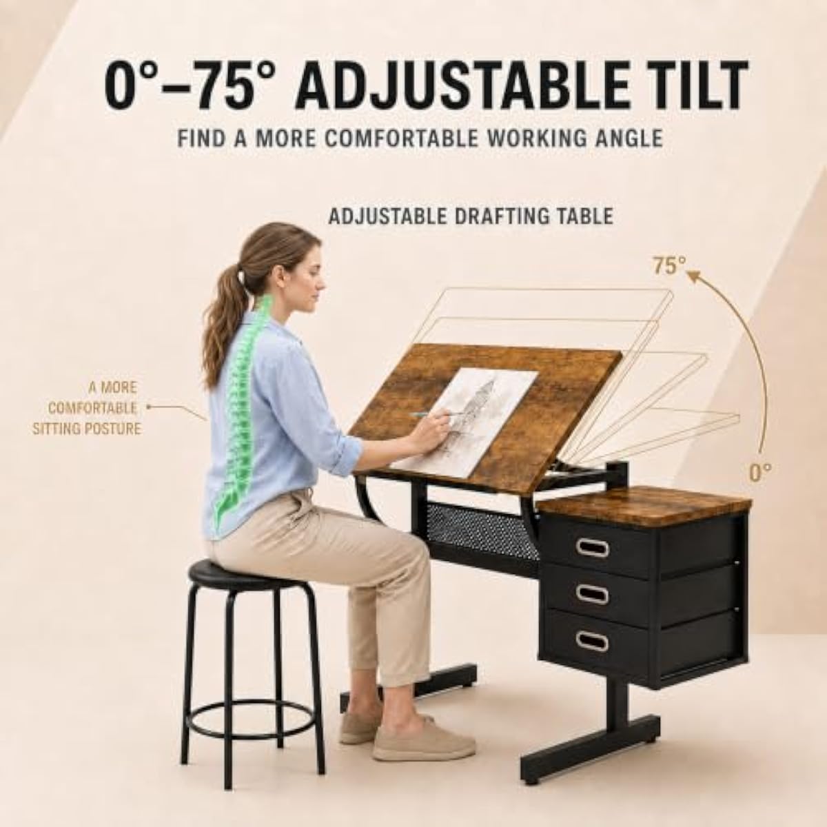 Bureau de dessin réglable avec - Tops avis et prix