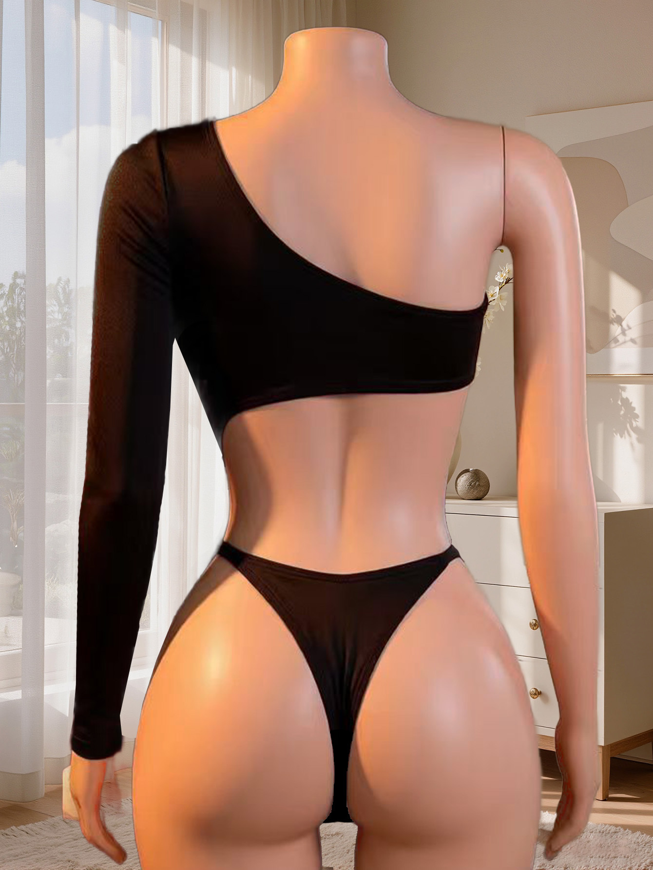 Body asymétrique à manches lon - Lingerie avis et prix
