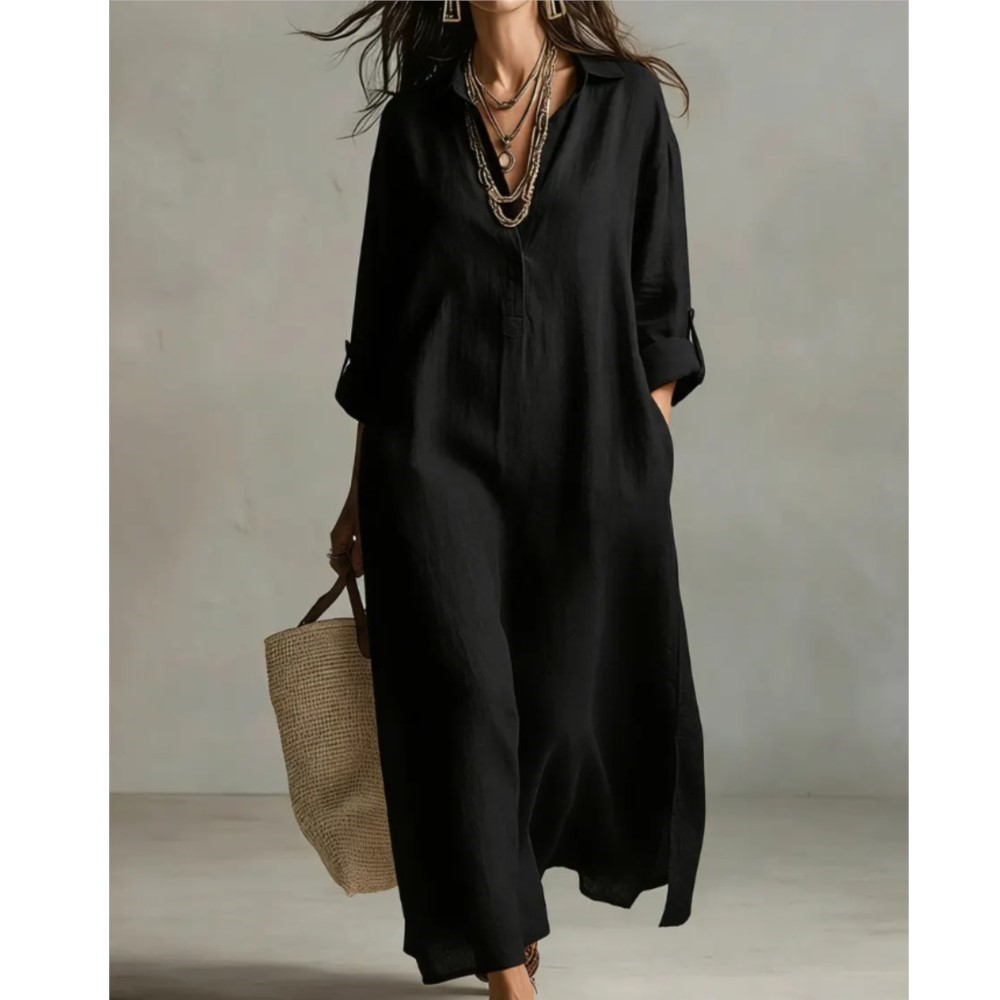 Robe chemise longue décontract - Casual Loose Linen Shirt Dress avis et prix