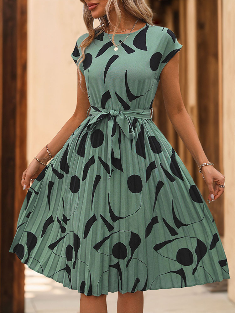 Robe mi-longue plissée à col r - French Vintage Floral Midi Dress avis et prix