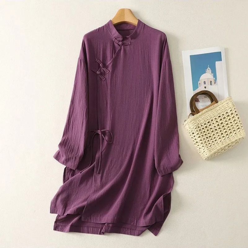 Robe tunique décontractée pour - Casual Loose Linen Shirt Dress avis et prix