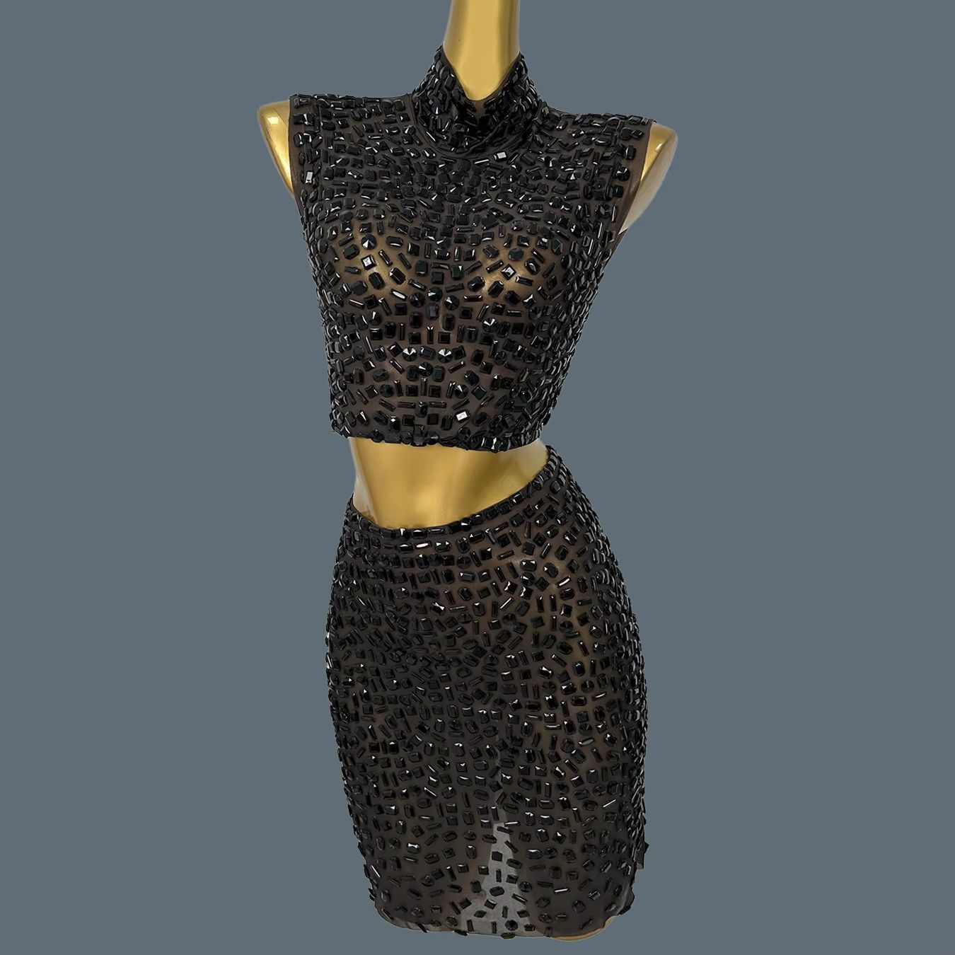 Été brillant noir strass robe  - Sparkly Rhinestone Club Party Dress avis et prix