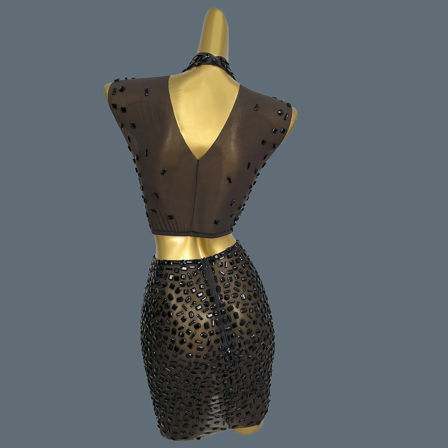 Été brillant noir strass robe  - Sparkly Rhinestone Club Party Dress avis et prix
