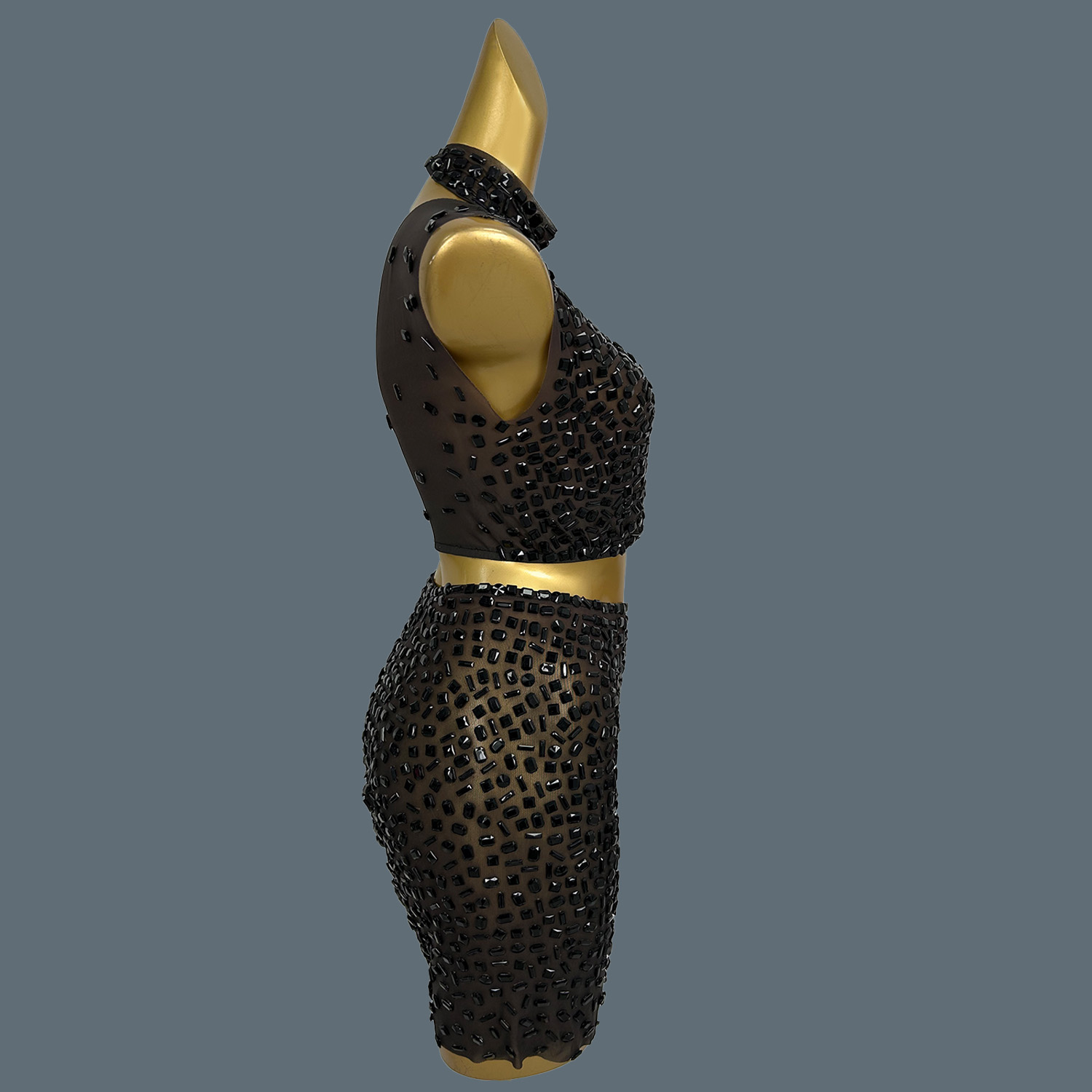 Été brillant noir strass robe  - Sparkly Rhinestone Club Party Dress avis et prix