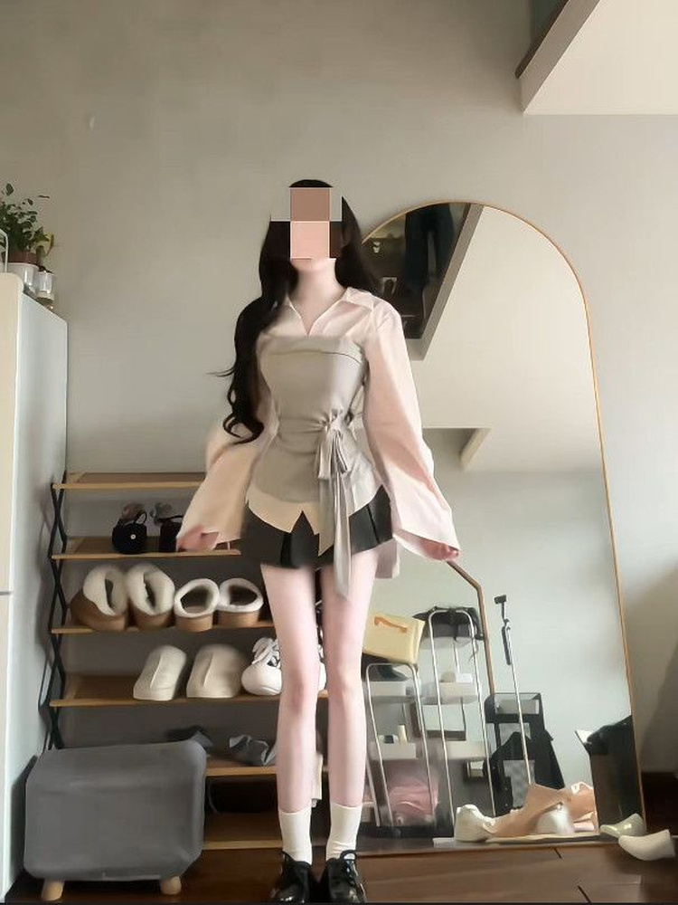 Ensemble chemise et jupe pour  - Korean Style A Line Shirt Dress avis et prix